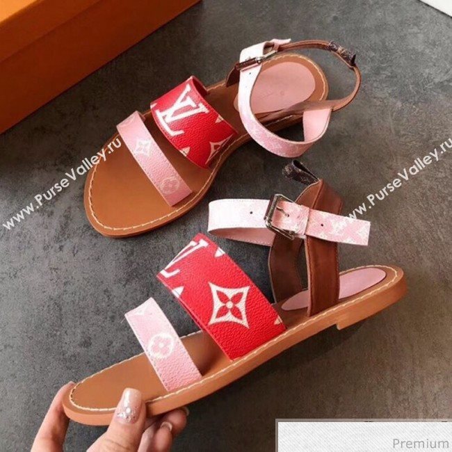 Louis Vuitton Formentera Flat Sandal 1A57ZI Pink/Red 2019 (EM-9040438)