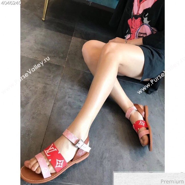 Louis Vuitton Formentera Flat Sandal 1A57ZI Pink/Red 2019 (EM-9040438)