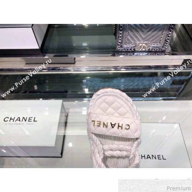 Chanel Cord Flat Sandals G34602 White 2019 (XO-9040441)