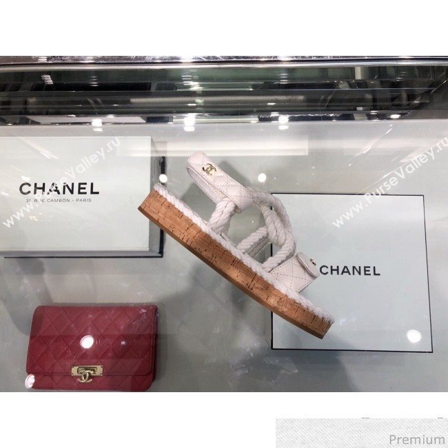 Chanel Cord Flat Sandals G34602 White 2019 (XO-9040441)