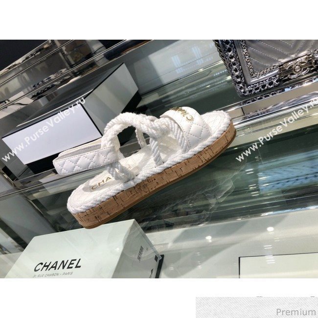 Chanel Cord Flat Sandals G34602 White 2019 (XO-9040441)