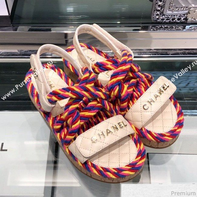 Chanel Cord Flat Sandals G34602 Multicolor 2019 (XO-9040442)