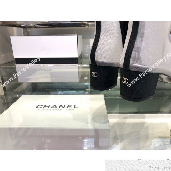 Chanel Camellia Mesh Heel Short Boots G34544 Gray 2019 (XO-9040443)