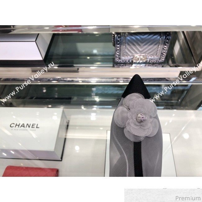 Chanel Camellia Mesh Heel Short Boots G34544 Gray 2019 (XO-9040443)