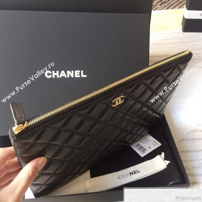 Chanel Quilted Lambskin Clutch Bag Black/Gold 2019 (SSZ-9030546)