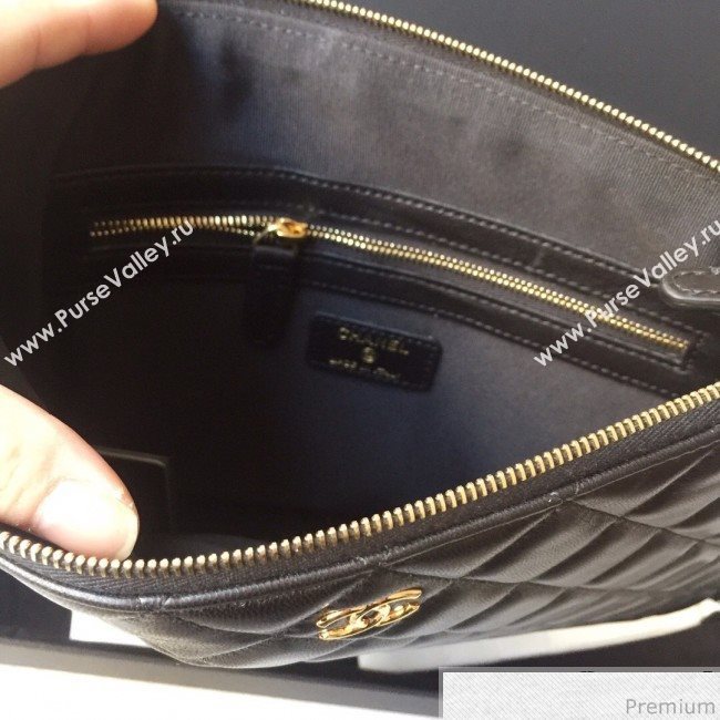 Chanel Quilted Lambskin Clutch Bag Black/Gold 2019 (SSZ-9030546)