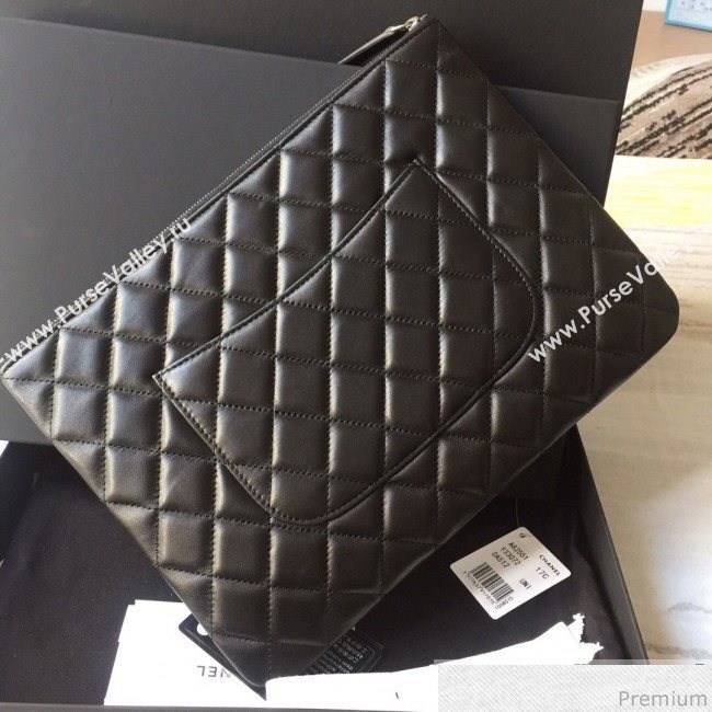 Chanel Quilted Lambskin Clutch Bag Black/Silver 2019 (SSZ-9030547)