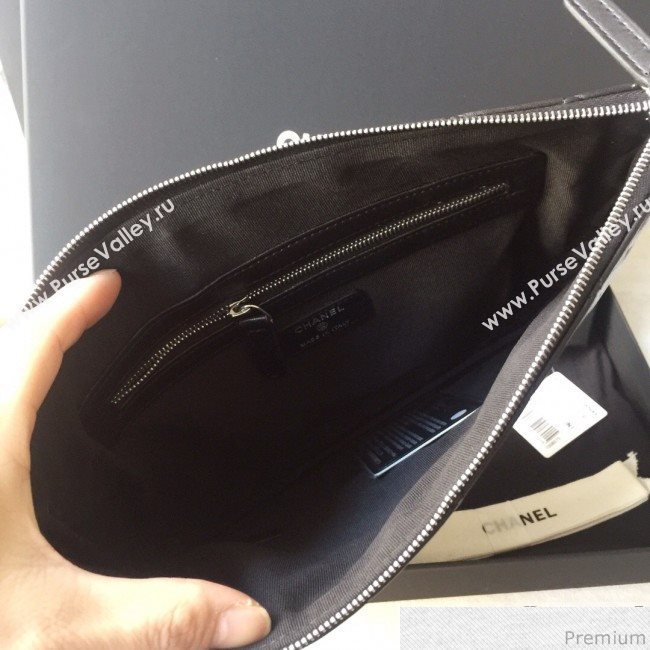 Chanel Quilted Lambskin Clutch Bag Black/Silver 2019 (SSZ-9030547)