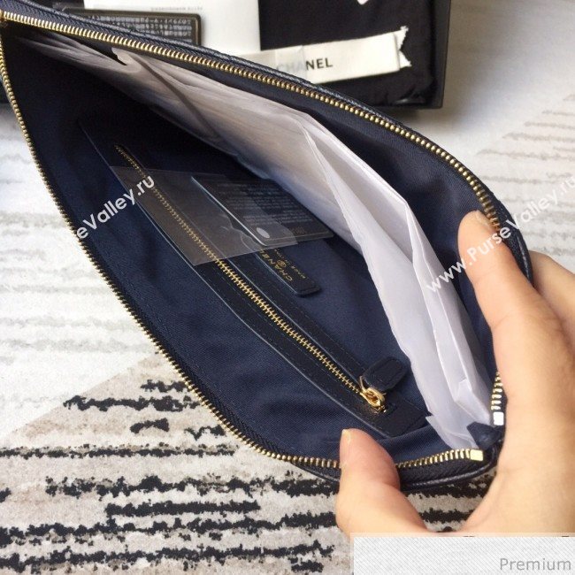 Chanel Grained Leather Clutch Bag 33cm Royal Blue 2019 (SSZ-9030549)