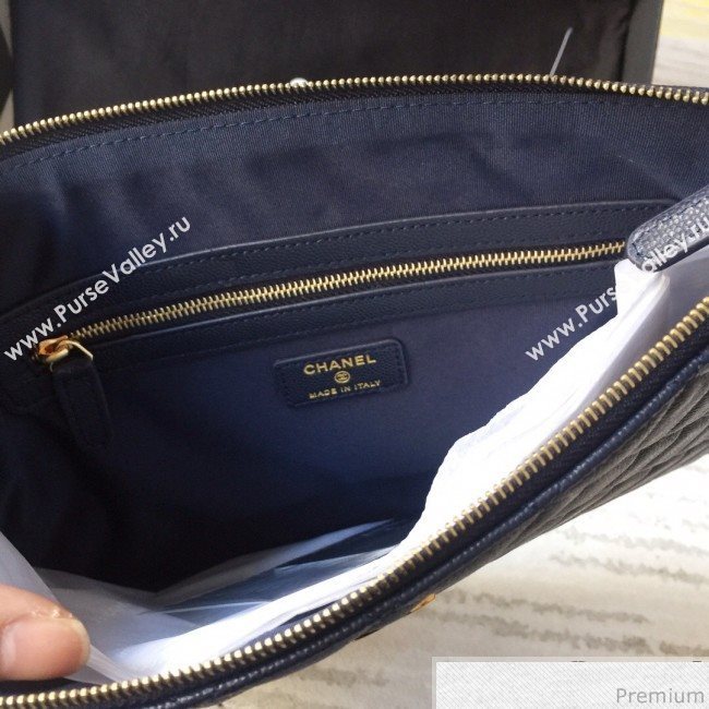 Chanel Grained Leather Clutch Bag 33cm Royal Blue 2019 (SSZ-9030549)