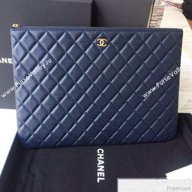 Chanel Grained Leather Clutch Bag 28cm Royal Blue 2019 (SSZ-9030548)