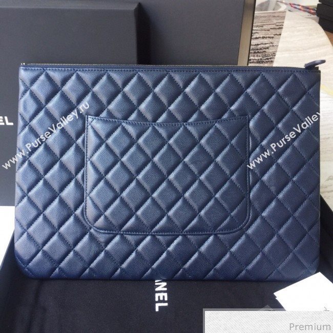 Chanel Grained Leather Clutch Bag 28cm Royal Blue 2019 (SSZ-9030548)