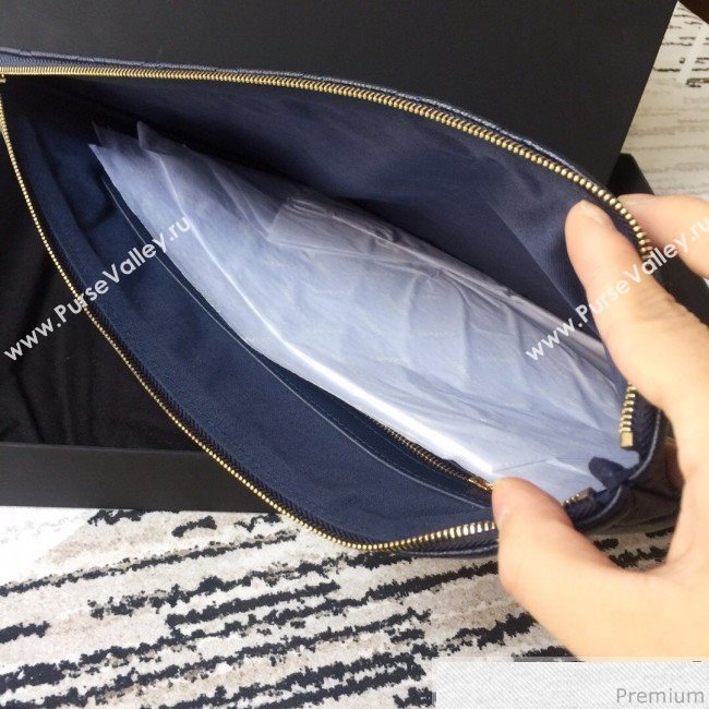 Chanel Grained Leather Clutch Bag 28cm Royal Blue 2019 (SSZ-9030548)