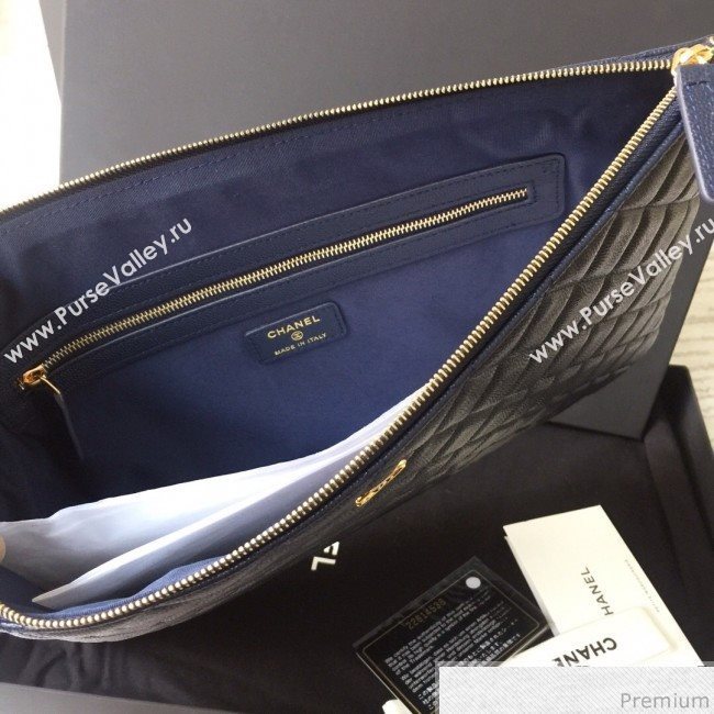 Chanel Grained Leather Clutch Bag 28cm Royal Blue 2019 (SSZ-9030548)