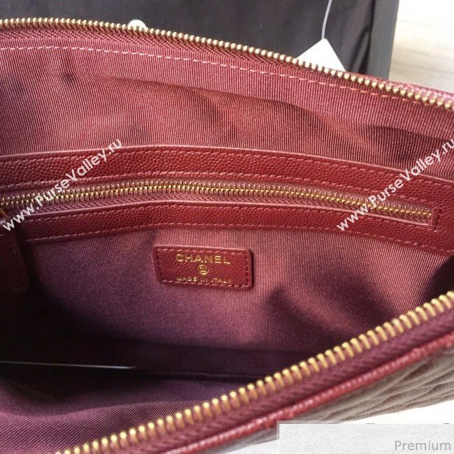 Chanel Grained Leather Clutch Bag 33cm Burgundy 2019 (SSZ-9030551)