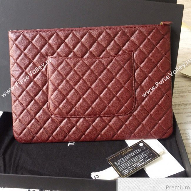 Chanel Grained Leather Clutch Bag 28cm Burgundy 2019 (SSZ-9030550)