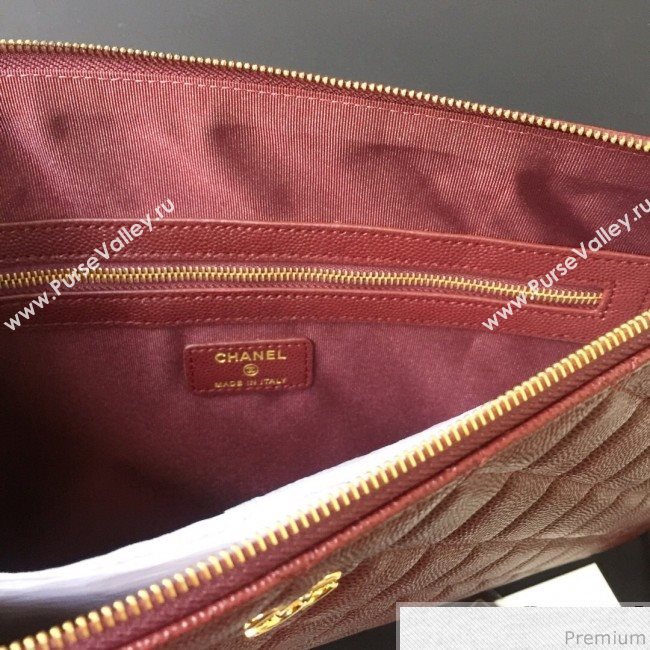 Chanel Grained Leather Clutch Bag 28cm Burgundy 2019 (SSZ-9030550)