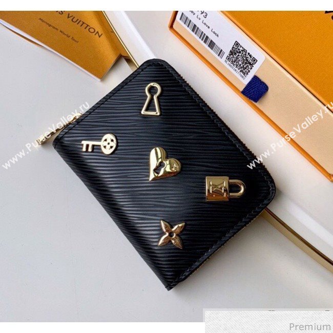 Louis Vuitton Love Lock Zippy Coin Purse in Epi Leather M63993 Black (KD-9030604)