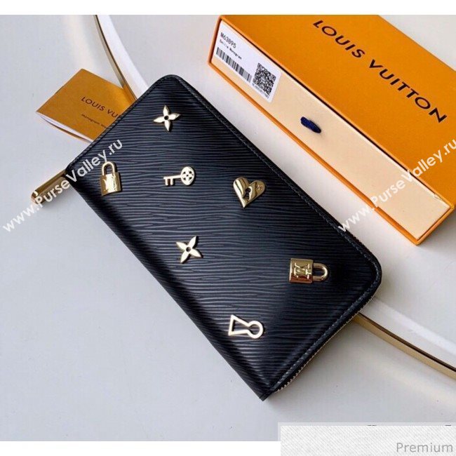 Louis Vuitton Love Lock Zippy Wallet in Epi Leather M63991 Black (KD-9030605)
