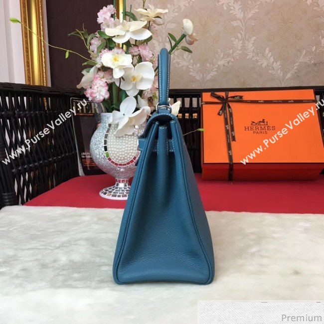 Hermes Kelly 32cm in Original Togo Leather Bag Blue Denim (AMIN-9032749)