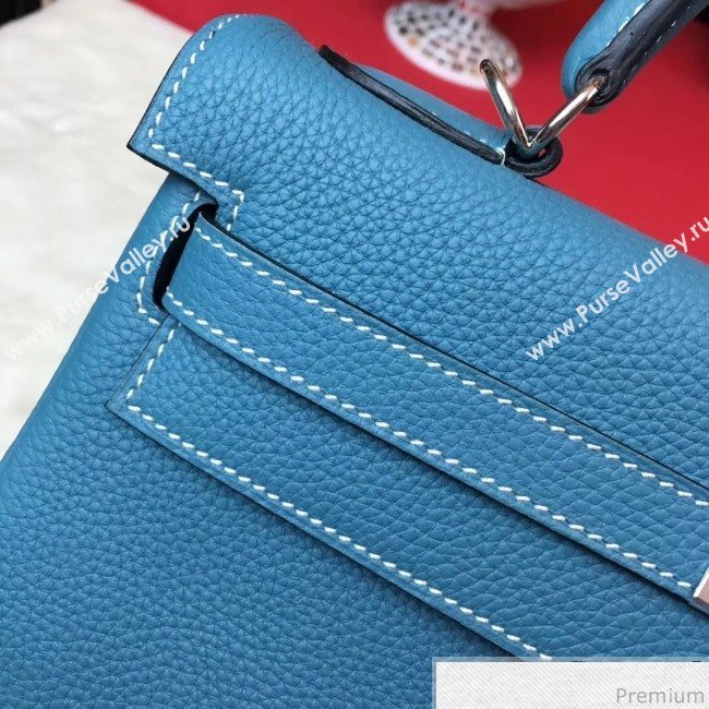 Hermes Kelly 32cm in Original Togo Leather Bag Blue Denim (AMIN-9032749)