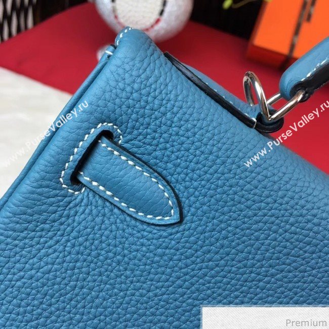 Hermes Kelly 32cm in Original Togo Leather Bag Blue Denim (AMIN-9032749)