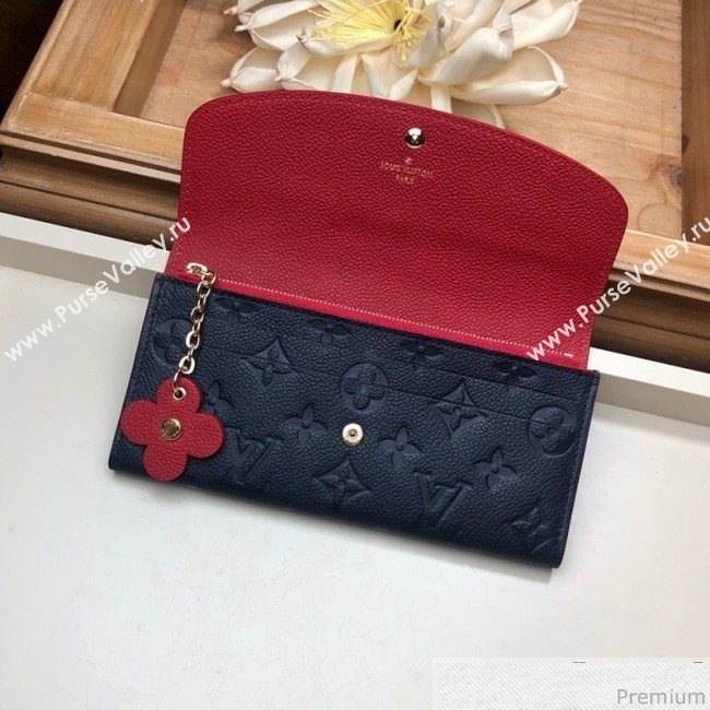 Louis Vuitton Emilie Wallet in Monogram Empreinte Leather M63918 Navy Blue/Red (LVSJ-9030609)