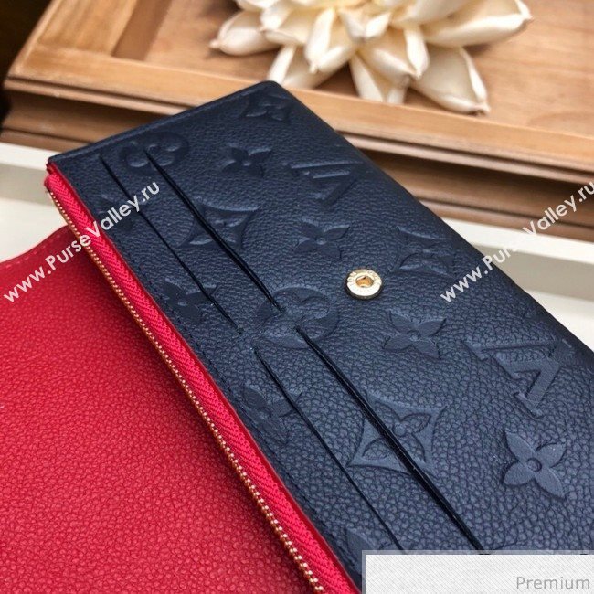 Louis Vuitton Emilie Wallet in Monogram Empreinte Leather M63918 Navy Blue/Red (LVSJ-9030609)