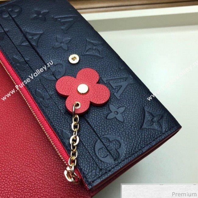 Louis Vuitton Emilie Wallet in Monogram Empreinte Leather M63918 Navy Blue/Red (LVSJ-9030609)