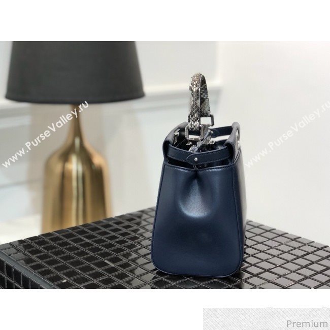 Fendi Lambskin Peekaboo Mini Top Handle Bag Navy Blue/Grey Snakeskin 2019 (QLP-9030618)
