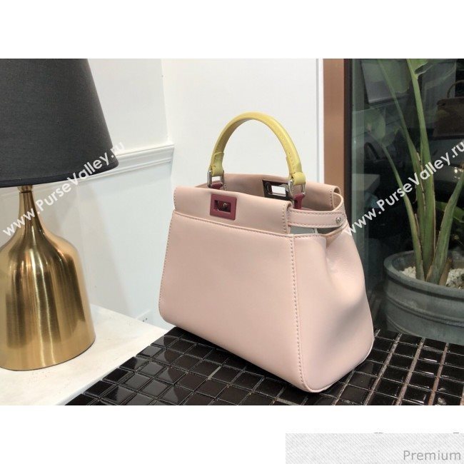 Fendi Lambskin Peekaboo Mini Top Handle Bag Light Pink/Yellow 2019 (QLP-9030619)