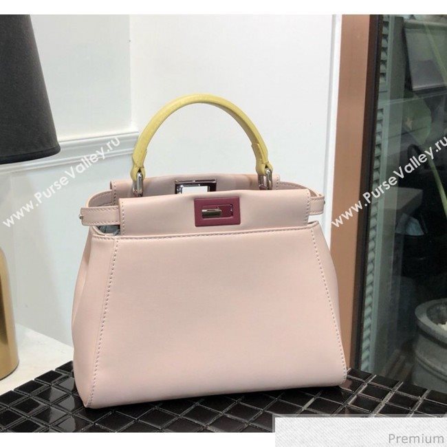 Fendi Lambskin Peekaboo Mini Top Handle Bag Light Pink/Yellow 2019 (QLP-9030619)