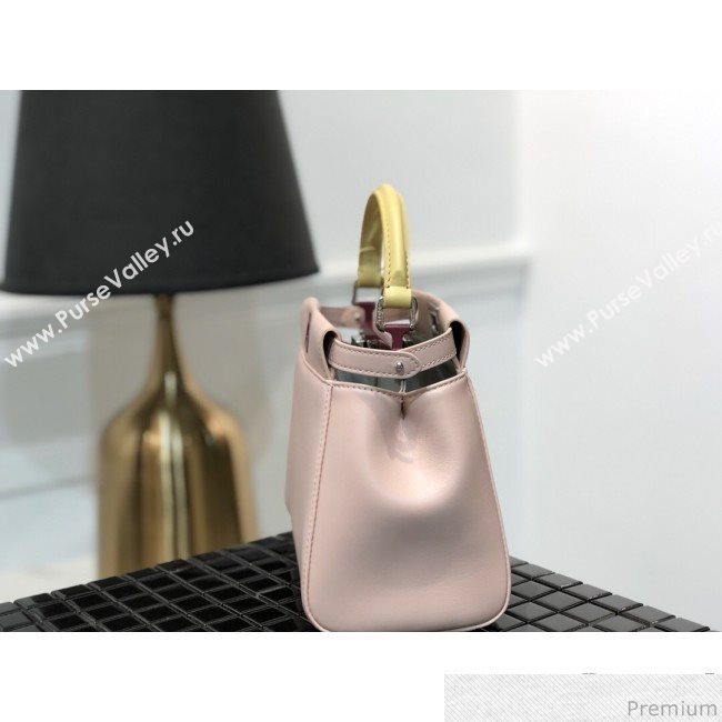 Fendi Lambskin Peekaboo Mini Top Handle Bag Light Pink/Yellow 2019 (QLP-9030619)