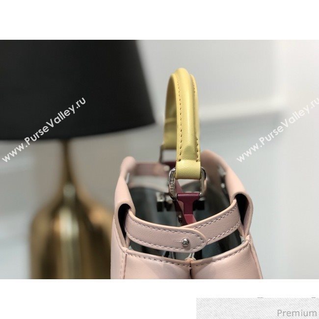 Fendi Lambskin Peekaboo Mini Top Handle Bag Light Pink/Yellow 2019 (QLP-9030619)