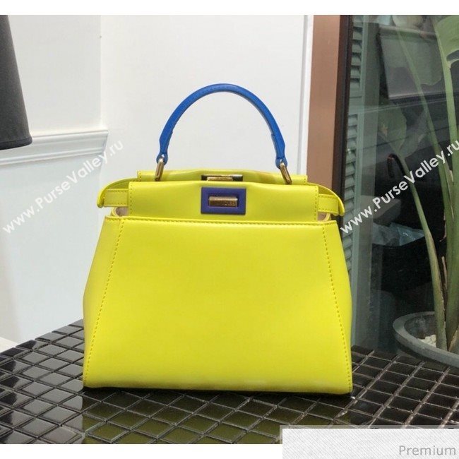 Fendi Lambskin Peekaboo Mini Top Handle Bag Yellow/Blue 2019 (QLP-9030621)