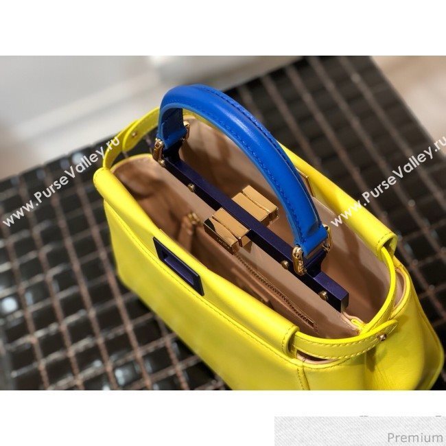 Fendi Lambskin Peekaboo Mini Top Handle Bag Yellow/Blue 2019 (QLP-9030621)