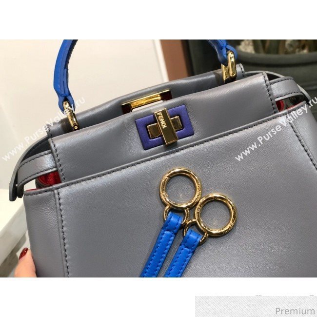 Fendi Lambskin Peekaboo Mini Top Handle Bag Light Grey/Blue 2019 (QLP-9030623)
