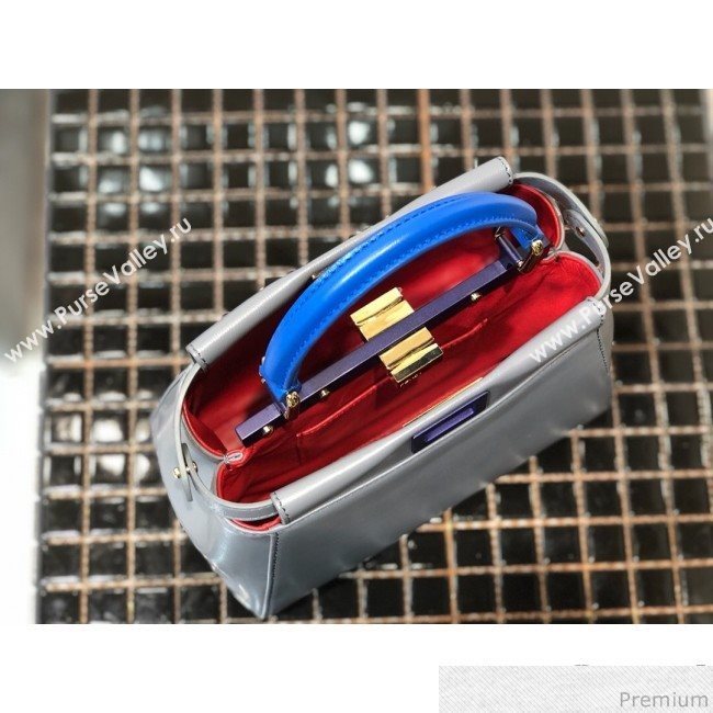 Fendi Lambskin Peekaboo Mini Top Handle Bag Light Grey/Blue 2019 (QLP-9030623)