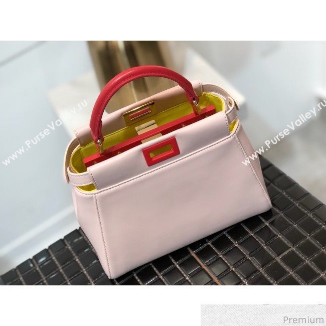 Fendi Lambskin Peekaboo Mini Top Handle Bag Pale Pink/Red 2019 (QLP-9030622)