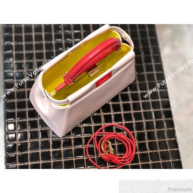 Fendi Lambskin Peekaboo Mini Top Handle Bag Pale Pink/Red 2019 (QLP-9030622)