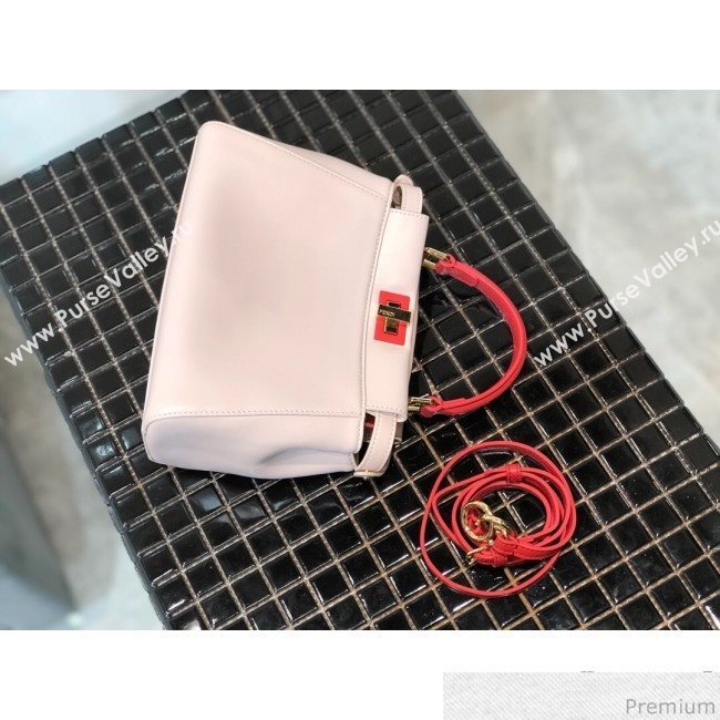 Fendi Lambskin Peekaboo Mini Top Handle Bag Pale Pink/Red 2019 (QLP-9030622)
