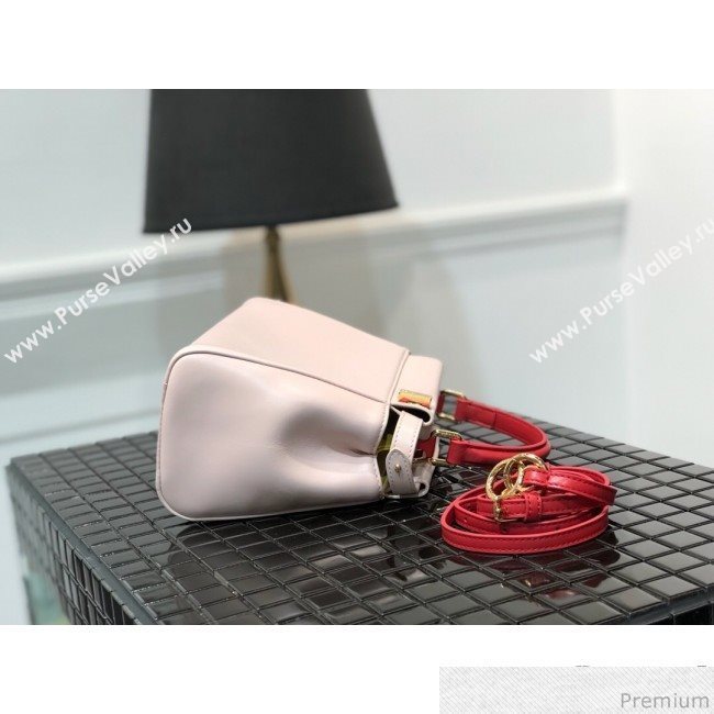 Fendi Lambskin Peekaboo Mini Top Handle Bag Pale Pink/Red 2019 (QLP-9030622)