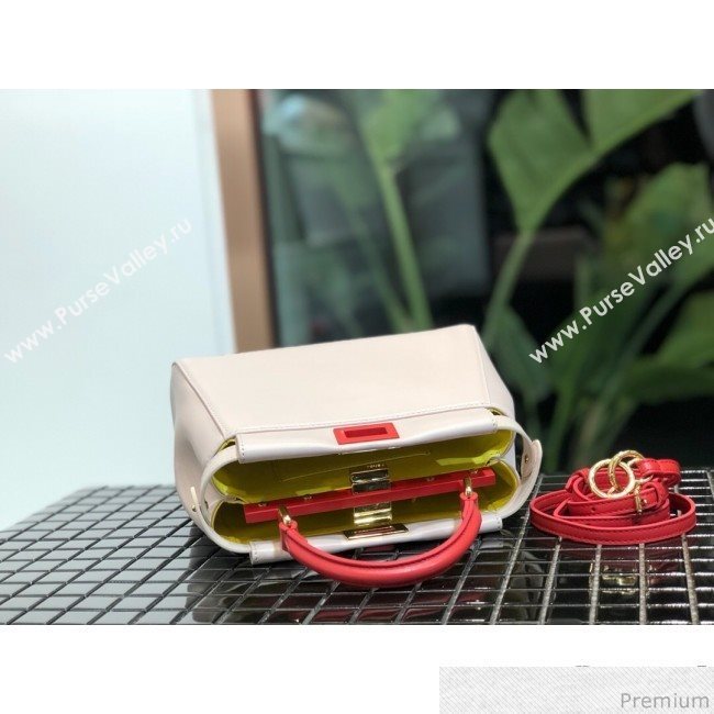 Fendi Lambskin Peekaboo Mini Top Handle Bag Pale Pink/Red 2019 (QLP-9030622)