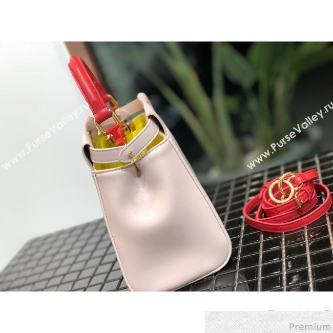 Fendi Lambskin Peekaboo Mini Top Handle Bag Pale Pink/Red 2019 (QLP-9030622)
