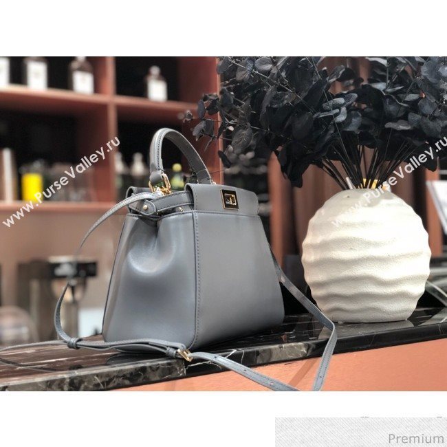 Fendi Lambskin Peekaboo Mini Top Handle Bag Grey 2019 (QLP-9030624)