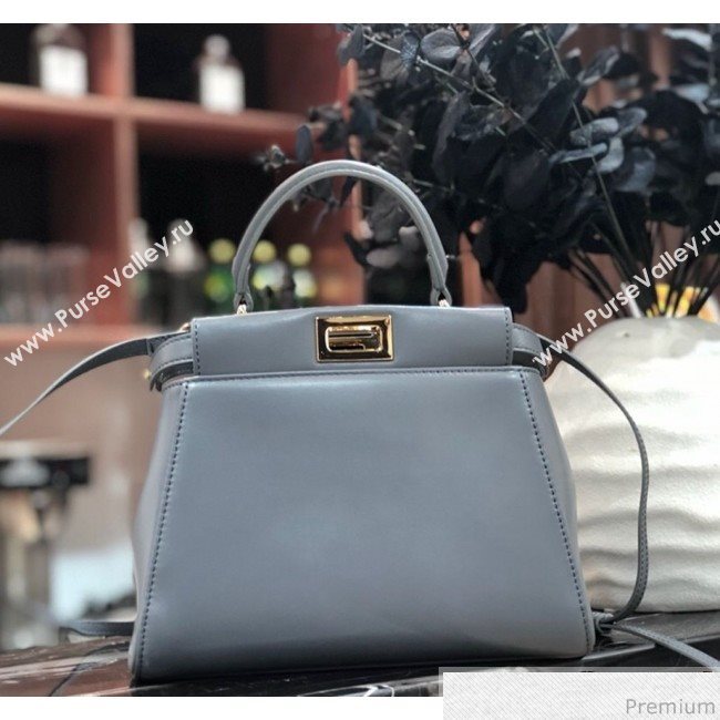 Fendi Lambskin Peekaboo Mini Top Handle Bag Grey 2019 (QLP-9030624)