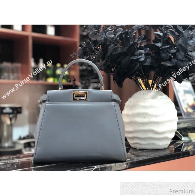 Fendi Lambskin Peekaboo Mini Top Handle Bag Grey 2019 (QLP-9030624)