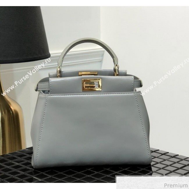 Fendi Grey Lambskin Peekaboo Mini Top Handle Bag 2019 (QLP-9030625)