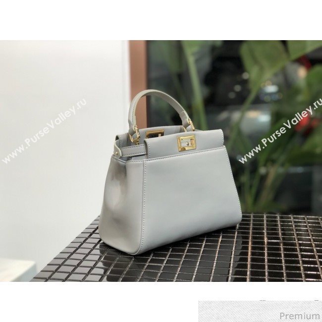 Fendi Grey Lambskin Peekaboo Mini Top Handle Bag 2019 (QLP-9030625)