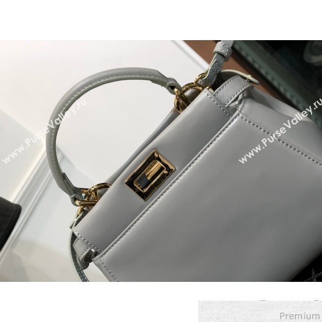 Fendi Grey Lambskin Peekaboo Mini Top Handle Bag 2019 (QLP-9030625)